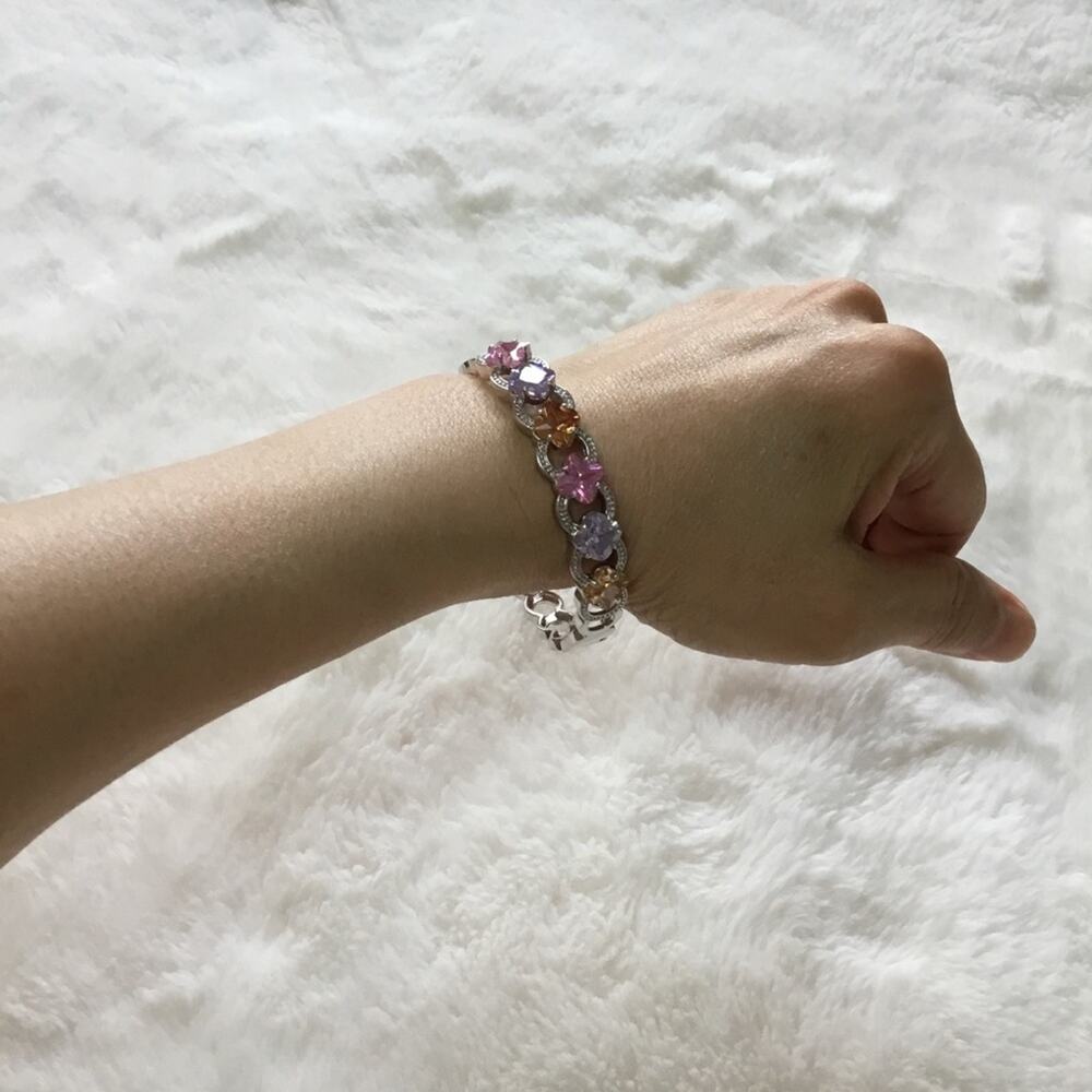 Silver Multi-Crystal Bracelet - Picture 8 of 8